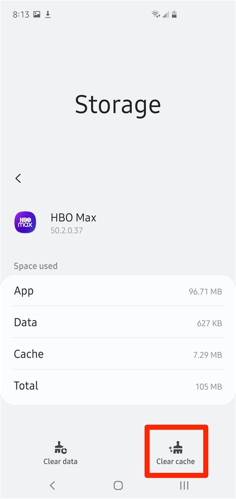 Clear cache on HBO Max